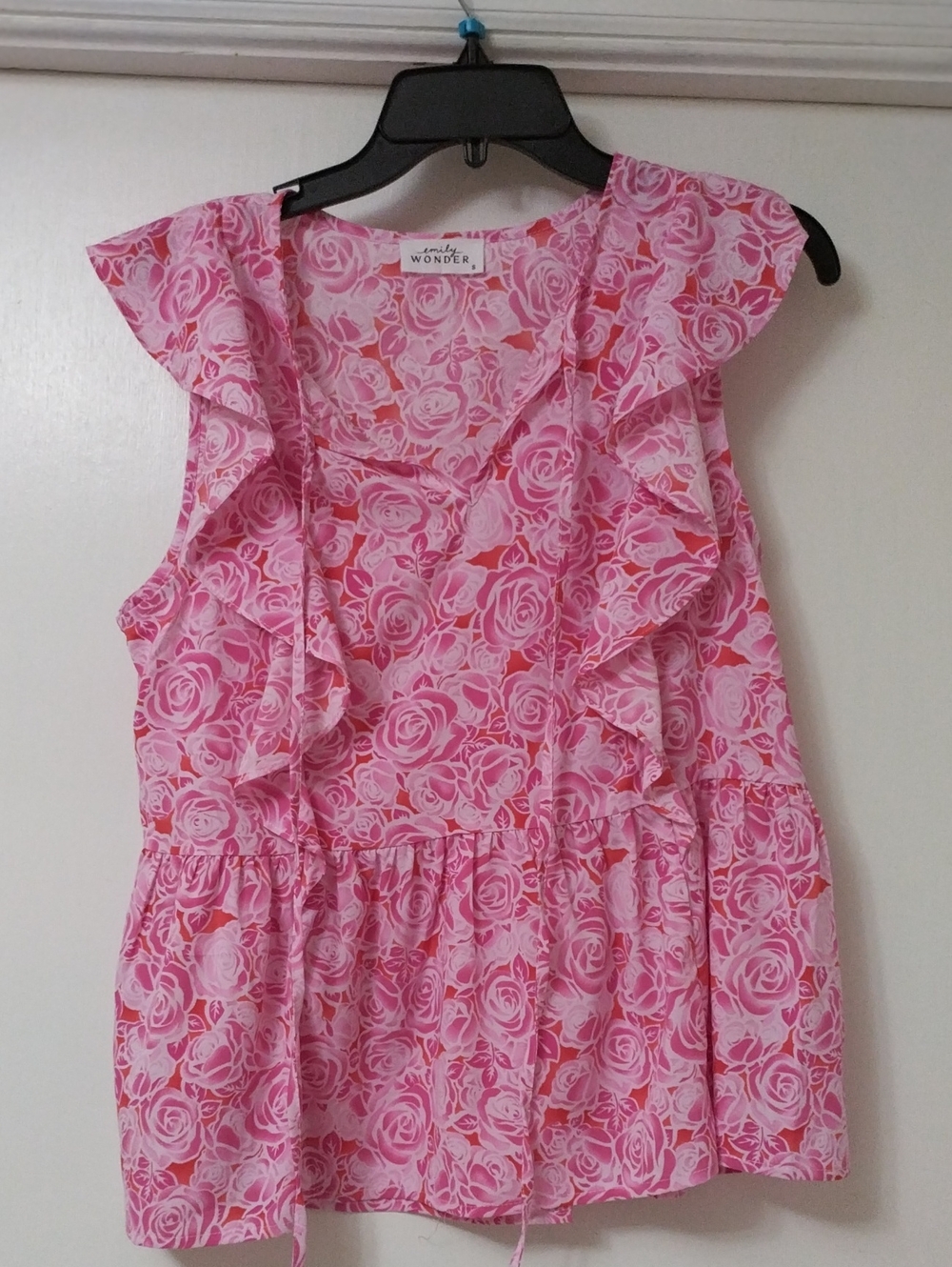 Pink Floral Ruffle Top